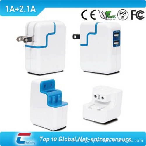 phone charger T01 with double outputs 1A/2.1A and various standard